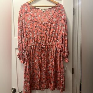 Floral Patterned salmon colored dress, NWTs